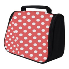 Polka-dots-red White,polkadot Full Print Travel Pouch (small) by nateshop