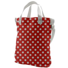 Polka-dots-red White,polkadot Canvas Messenger Bag by nateshop