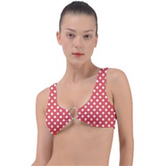 Polka-dots-red White,polkadot Ring Detail Bikini Top by nateshop