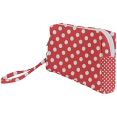 Polka-dots-red White,polkadot Wristlet Pouch Bag (small) by nateshop