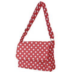 Polka-dots-red White,polkadot Full Print Messenger Bag (l)