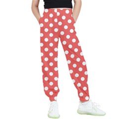 Polka-dots-red White,polkadot Kids  Elastic Waist Pants by nateshop