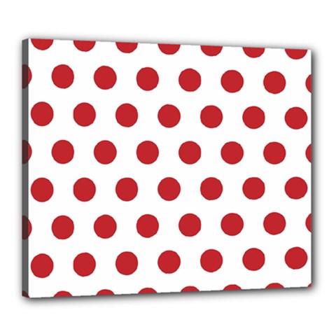 Polka-dots-white Red Canvas 24  X 20  (stretched)