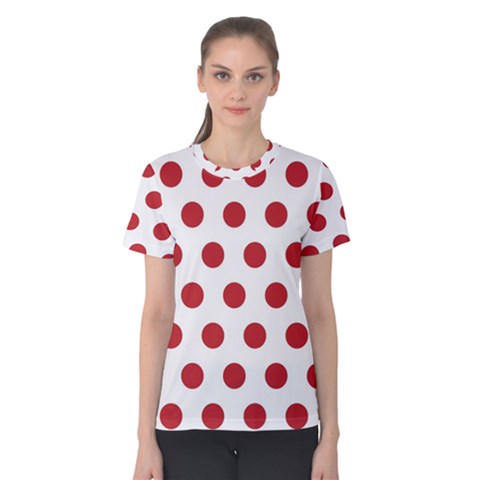 Polka-dots-white Red Women s Cotton Tee by nateshop