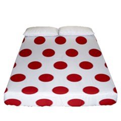 Polka-dots-white Red Fitted Sheet (queen Size) by nateshop