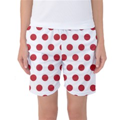 Polka-dots-white Red Women s Basketball Shorts by nateshop