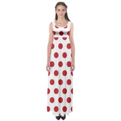 Polka-dots-white Red Empire Waist Maxi Dress by nateshop