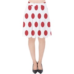 Polka-dots-white Red Velvet High Waist Skirt by nateshop