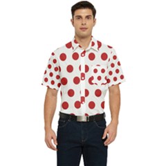 Polka-dots-white Red Men s Short Sleeve Pocket Shirt  by nateshop