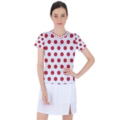 Polka-dots-white Red Women s Sports Top by nateshop