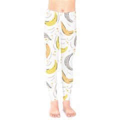 Seamless Stylish Pattern-with-fresh-yellow-bananas-background Kids  Leggings by Wegoenart