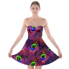 Peacock-feathers Strapless Bra Top Dress