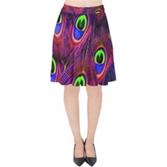 Peacock-feathers Velvet High Waist Skirt by nateshop