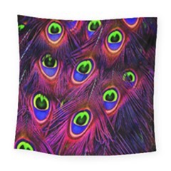 Peacock-feathers Square Tapestry (large) by nateshop