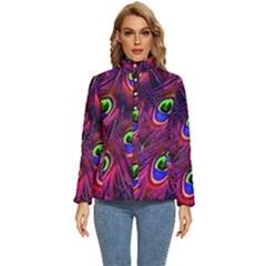 Peacock-feathers Women s Puffer Bubble Jacket Coat by nateshop