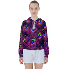 Peacock-feathers Women s Tie Up Sweat by nateshop
