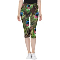 Peacock-army Inside Out Lightweight Velour Capri Leggings  by nateshop