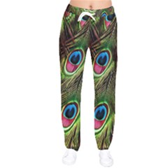 Peacock-army Women Velvet Drawstring Pants by nateshop