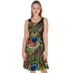 Peacock-army Knee Length Skater Dress With Pockets by nateshop