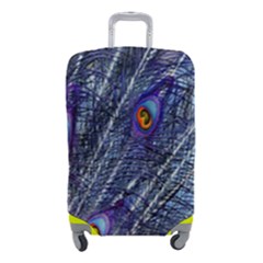 Peacock-feathers-blue Luggage Cover (small) by nateshop