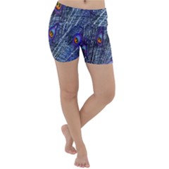 Peacock-feathers-blue Lightweight Velour Yoga Shorts by nateshop