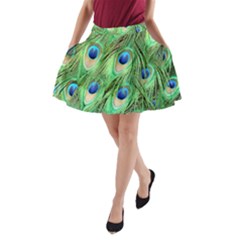 Peacock-green A-line Pocket Skirt by nateshop