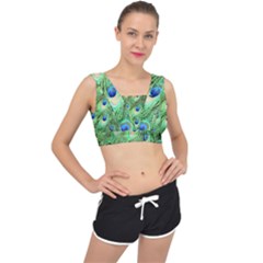 Peacock-green V-back Sports Bra by nateshop