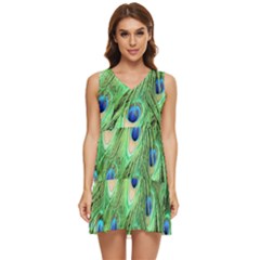 Peacock-green Tiered Sleeveless Mini Dress by nateshop