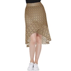 Background-chevron Chocolate Frill Hi Low Chiffon Skirt