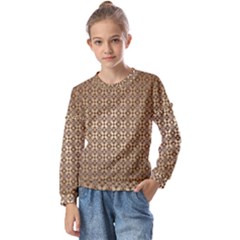 Background-chevron Chocolate Kids  Long Sleeve Tee with Frill 