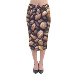 Coffe Velvet Midi Pencil Skirt by nateshop