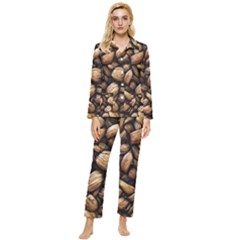 Coffe Womens  Long Sleeve Velvet Pocket Pajamas Set by nateshop
