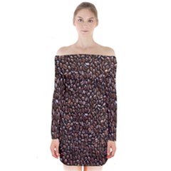 Coffee-beans Long Sleeve Off Shoulder Dress by nateshop