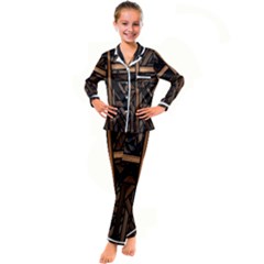 Fractal-dark Kid s Satin Long Sleeve Pajamas Set