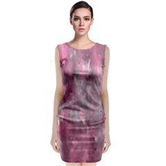 Abstract-pink Sleeveless Velvet Midi Dress by nateshop