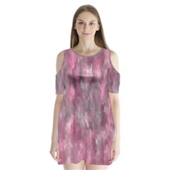 Abstract-pink Shoulder Cutout Velvet One Piece by nateshop