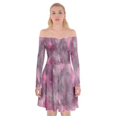 Abstract-pink Off Shoulder Skater Dress by nateshop