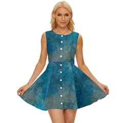 Background-abstrac Sleeveless Button Up Dress