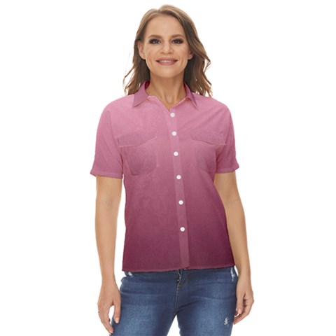 Background-pink Women s Short Sleeve Double Pocket Shirt by nateshop