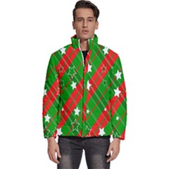 Background-green Red Star Men s Puffer Bubble Jacket Coat by nateshop