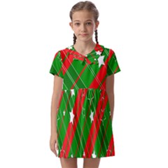 Background-green Red Star Kids  Asymmetric Collar Dress by nateshop
