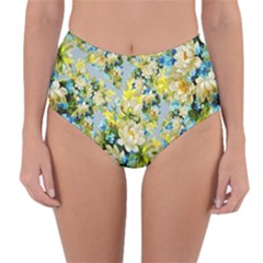 Background-flower White Reversible High-waist Bikini Bottoms