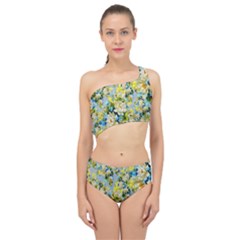 Background-flower White Spliced Up Two Piece Swimsuit by nateshop