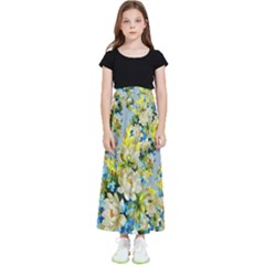 Background-flower White Kids  Flared Maxi Skirt