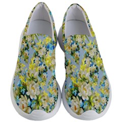 Background-flower White Women s Lightweight Slip Ons