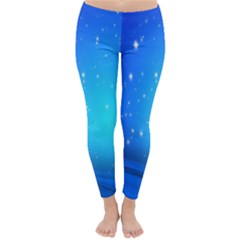 Background-blue Star Classic Winter Leggings by nateshop