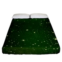 Background-star -green Fitted Sheet (queen Size) by nateshop