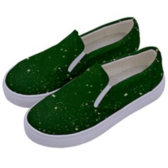 Background-star -green Kids  Canvas Slip Ons by nateshop