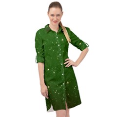 Background-star -green Long Sleeve Mini Shirt Dress by nateshop