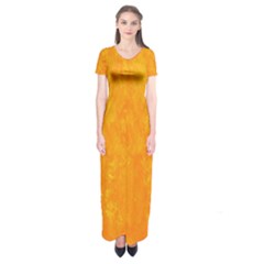Background-yellow Short Sleeve Maxi Dress